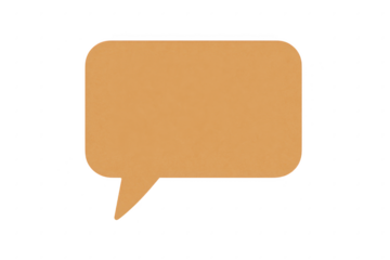 Brown box with a speech bubble on it. 3d isolated illustration on transparent background
