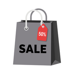 Gray Shopping Bag with Red Sale Sticker