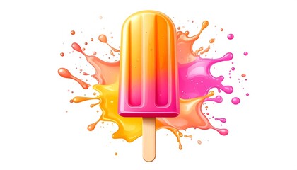 Colorful popsicle with juice splash.