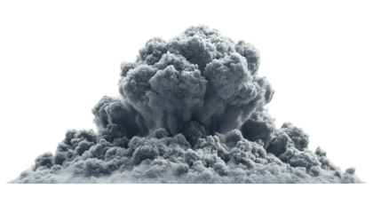 Dense Ash Cloud Billowing from Erupting Volcano Scene isolated on a transparent background