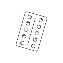Flat round pill blister pack icon, pastel medical tablet symbol for healthcare content