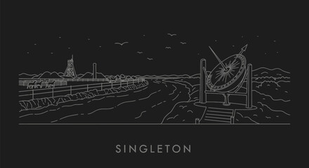 Singleton with NSW Line Art Landmark, and travel.