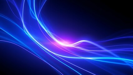 Vibrant blue and purple light trails swirling in a dark space, creating a futuristic and abstract atmosphere.