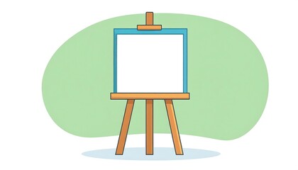 Easel with blank canvas with green background.