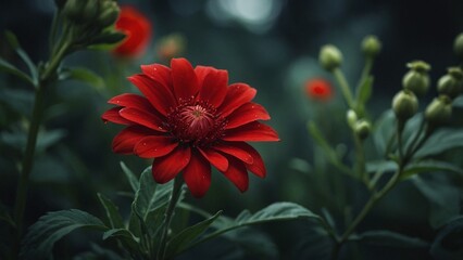 red dahlia flower