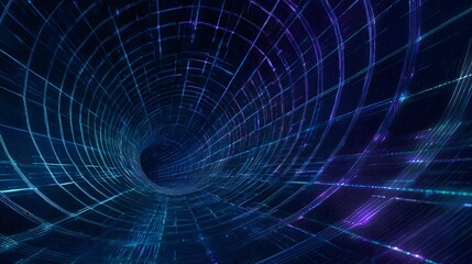Glowing abstract tunnel of neural data lines symbolizing AI deep learning and futuristic automation concepts