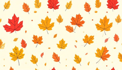 Fall leaves falling with autumn season pattern.