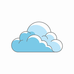 Bright blue cartoon cloud illustration for weather forecasts, app design, and children's books