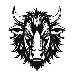 Bull head logo, strong animal emblem, angry bull face, horned beast icon, vector illustration	