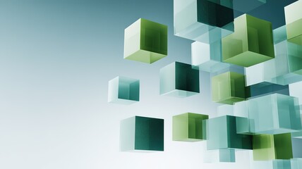 Naklejka premium 滑らかなグラデーションの背景に浮かぶ幾何学的形状を特徴とする抽象的なビジネス最適化コンセプト。
