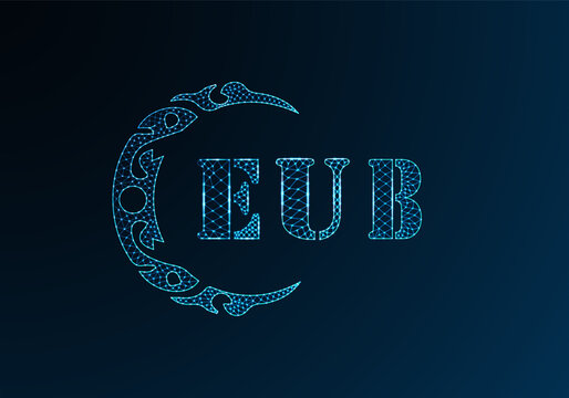Low poly letter logo EUB design. EUB letter logo low poly vector design on blue color gradient background. EUB logo low poly design