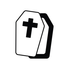 Coffin glyph icon with white background vector stock illustration
