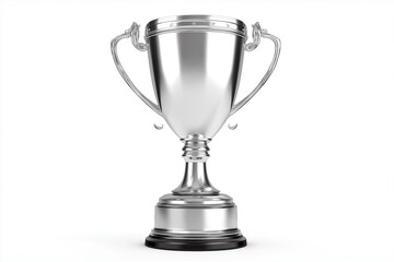 Fototapeta premium 3D championship trophy silver, isolated on white background