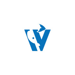 w whale logo. vector illustration of letter W and whale for icon,symbol or logo