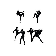 kick boxing siluet. kick boxing vector illustration for icon, symbol or logo