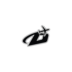 d air plane logo. vector illustration of the letter D and an airplane for icon, symbol or logo