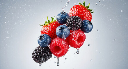 Energetic floating berries image emphasizing freshness and natural sweetness