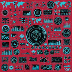 Obraz premium Connectivity futuristic digital interface with charts, graphs, and world maps