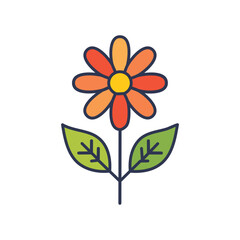 Floral Line Art Vector. Elegant Black and White Flower Outline Illustration