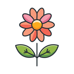 Floral Line Art Vector. Elegant Black and White Flower Outline Illustration