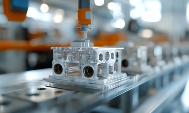 Rapid prototyping concept, showcasing the accelerated process of creating scale models or assemblies using 3D printing and CAD designs. This visual highlights the efficiency, Generative AI