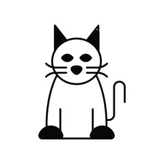 Black cat glyph icon with white background vector stock illustration