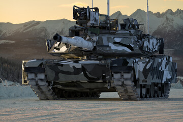  M1A2 Sep Abrams Tusk II tank in winter camouflage