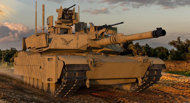 American M1A2 Sep Abrams Tusk II tank at a training ground