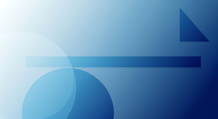 Abstract geometric background with circle, triangle and line shapes on blue gradient.