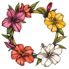  Elegant Floral Wreath Frame Illustration | Botanical Nature Vector Element