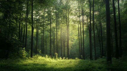 Obraz premium Green forest environment. Beautiful Forest