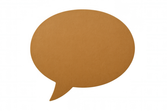 Textured orange speech bubble floating against transparent backdrop, representing communication and idea exchange