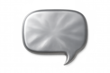 Metallic speech bubble glowing with radiant light, symbolizing dynamic communication against transparent backdrop