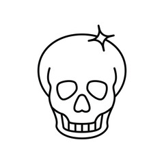 Skeleton line icon with white background vector stock illustration
