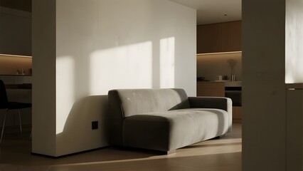 Modern Living Room with Minimalist Sofa and Natural Light