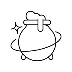 Cauldron line icon with white background vector stock illustration