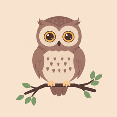 Fototapeta premium Owl Perched on a Branch