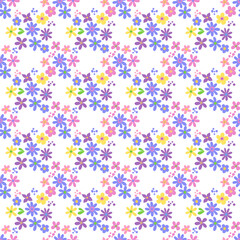 Seamless pattern minimalist repeating background with flowers. Fabric wallpaper print texture. Perfectly for backdrop, wrapped paper, linen.