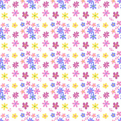 Seamless pattern minimalist repeating background with flowers. Fabric wallpaper print texture. Perfectly for backdrop, wrapped paper, linen.