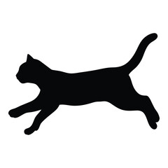 Black cat silhouette running vector illustration for pet lovers and animal graphics design needs