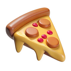 3d slice of pepperoni pizza isolated on transparent background