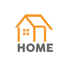 Orange Line Art Home Icon Design