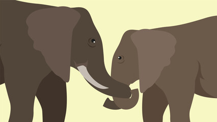 Fototapeta premium Elephants. Vector illustration of two wild animals. Cartoon style.