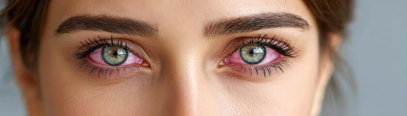 Fototapeta premium Eyelid swelling concept. Close-up of a woman's eyes showing vibrant colors and emotions.