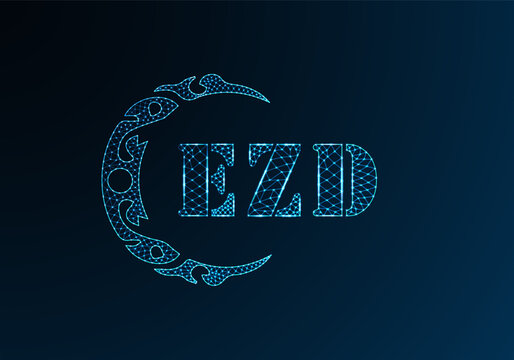 Low poly letter logo EZD design. EZD letter logo low poly vector design on blue color gradient background. EZD logo low poly design
