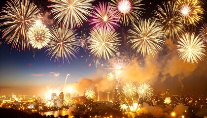 fireworks over the city