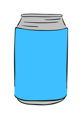 Aluminum soda can in hand drawn style. Vector illustration isolated on white background