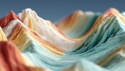 Abstract colorful mountain range. Soft layered peaks in pastel tones