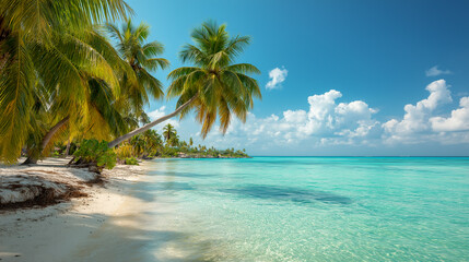 tropical beach with palm tree