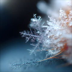 A mesmerizing snowflake glistens softly, evoking feelings of winter's beauty and fleeting moments.